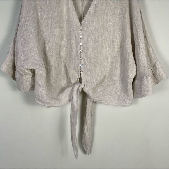 Esqualo Linen Boxy Oversized Fit Button Down Shirt Size M Woven Linen Beach - Picture 3 of 11